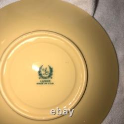 Vintage RARE Set of 4 Lenox Yellow and White Demitasse Cups and Saucers