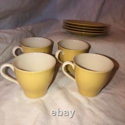 Vintage RARE Set of 4 Lenox Yellow and White Demitasse Cups and Saucers