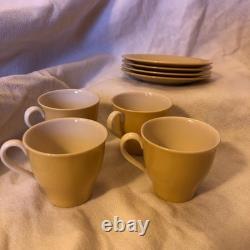 Vintage RARE Set of 4 Lenox Yellow and White Demitasse Cups and Saucers