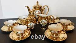 Vintage RW Bavaria Gold Porcelain Demitasse Tea Set for 6, Rudolf Wachter