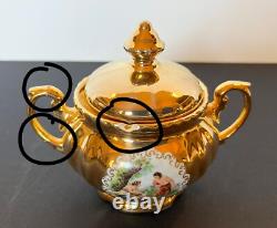 Vintage RW Bavaria Gold Porcelain Demitasse Tea Set for 6, Rudolf Wachter