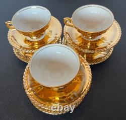 Vintage RW Bavaria Gold Porcelain Demitasse Tea Set for 6, Rudolf Wachter