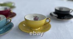 Vintage Rare M & R Made in France Demitasse Cups & Saucers Floral Set of 7