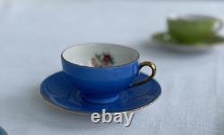 Vintage Rare M & R Made in France Demitasse Cups & Saucers Floral Set of 7