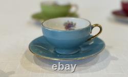 Vintage Rare M & R Made in France Demitasse Cups & Saucers Floral Set of 7