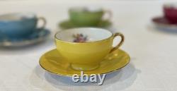 Vintage Rare M & R Made in France Demitasse Cups & Saucers Floral Set of 7