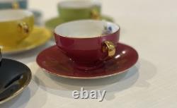 Vintage Rare M & R Made in France Demitasse Cups & Saucers Floral Set of 7