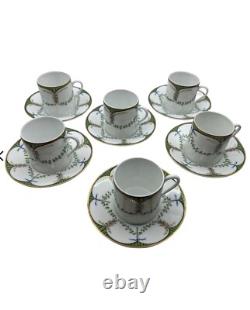 Vintage Raynaud Limoges Porcelain Festivities Demitasse Cups and Saucers France
