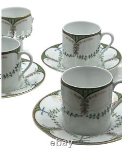 Vintage Raynaud Limoges Porcelain Festivities Demitasse Cups and Saucers France