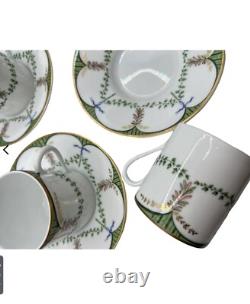 Vintage Raynaud Limoges Porcelain Festivities Demitasse Cups and Saucers France