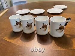 Vintage Reynard the Fox Coffee pot and demitasse cup and saucers set of 4