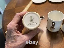 Vintage Reynard the Fox Coffee pot and demitasse cup and saucers set of 4