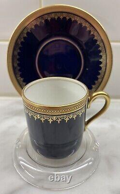 Vintage Rosenthal Cobalt & Chased Gold Demitasse Espresso Cup & Saucer 1939-1956