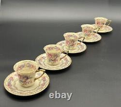 Vintage Rosenthal Vienna Ivory Set Of 5 Demitasse Tea Cup & Saucer Set