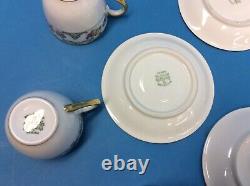 Vintage Royal Bayreuth Bavaria Porcelain Demitasse Cups Saucers Floral Gold Trim