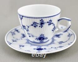 Vintage Royal Copenhagen Blue Fluted Plain Demitasse Cups & Saucers 298 X 6 Mint