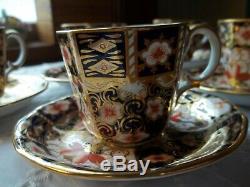 Vintage Royal Crown Derby IMARI 2451 Pattern Demitasse Cups (6) & Saucers (5)