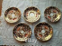 Vintage Royal Crown Derby IMARI 2451 Pattern Demitasse Cups (6) & Saucers (5)