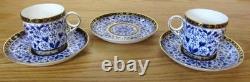 Vintage Royal Crown Derby Lily Demitasse Cups & Saucers 2 Cups 3 Saucers