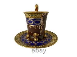 Vintage Royal Vienna Beehive Mark Napoleonic Demitasse Cup and Saucer Set