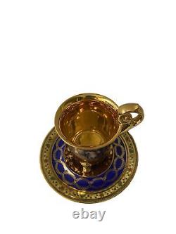Vintage Royal Vienna Beehive Mark Napoleonic Demitasse Cup and Saucer Set