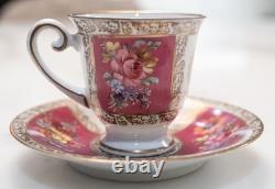 Vintage Schumann Bavaria Demitasse Cup & Saucer Gold Trim and Floral, 4.5