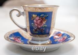 Vintage Schumann Bavaria Demitasse Cup & Saucer Gold Trim and Floral, 4.5