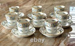 Vintage Schumann Bavaria Germany Forget Me Not Set of 8 Demitasse Cups & Saucers