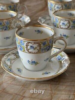 Vintage Schumann Bavaria Germany Forget Me Not Set of 8 Demitasse Cups & Saucers