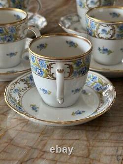 Vintage Schumann Bavaria Germany Forget Me Not Set of 8 Demitasse Cups & Saucers