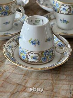 Vintage Schumann Bavaria Germany Forget Me Not Set of 8 Demitasse Cups & Saucers