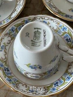 Vintage Schumann Bavaria Germany Forget Me Not Set of 8 Demitasse Cups & Saucers