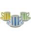 Vintage Set 3 Bonwit Teller Demitasse Cups & Saucers Blue, Yellow, Green