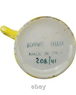 Vintage Set 3 Bonwit Teller Demitasse Cups & Saucers Blue, Yellow, Green
