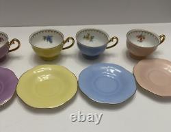 Vintage Set Of 5 Puls Germany Porcelain Pastel Demitasse Cups & Saucers