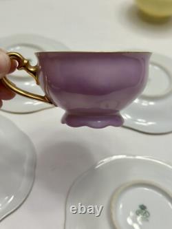Vintage Set Of 5 Puls Germany Porcelain Pastel Demitasse Cups & Saucers