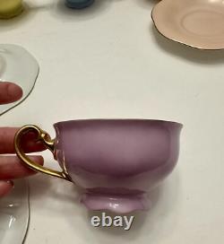 Vintage Set Of 5 Puls Germany Porcelain Pastel Demitasse Cups & Saucers