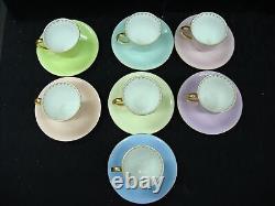 Vintage Set Of 6 Puls Czecheslovakia Porcelain Pastel Demitasse Cups & Saucers