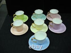 Vintage Set Of 6 Puls Czecheslovakia Porcelain Pastel Demitasse Cups & Saucers