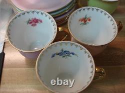 Vintage Set Of 6 Puls Czecheslovakia Porcelain Pastel Demitasse Cups & Saucers