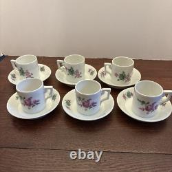 Vintage Set Of 6 Richard Ginori Demitasse Cups And Saucers Bowls Italy Floral