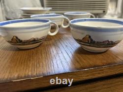 Vintage Set Of Vernon Kilns SALAMINA Rockwell Kent DEMITASSE CUPS & SAUCERS 11pc