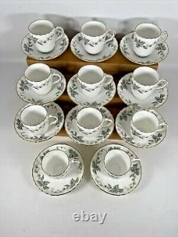 Vintage Set of 11 Minton England Demitasse Cups & Saucers GREENWICH Pattern