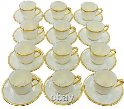 Vintage Set of 12 Lenox Windsor Flat Demitasse Cups & Saucers Gold Backstamp
