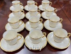 Vintage Set of 12 Lenox Windsor Flat Demitasse Cups & Saucers Gold Backstamp