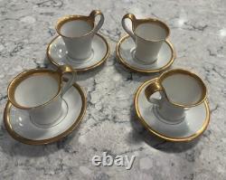 Vintage Set of 4 Imperial Gold Shafford Demitasse Cups and Saucers
