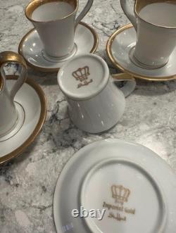 Vintage Set of 4 Imperial Gold Shafford Demitasse Cups and Saucers