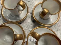 Vintage Set of 4 Imperial Gold Shafford Demitasse Cups and Saucers