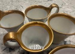 Vintage Set of 4 Imperial Gold Shafford Demitasse Cups and Saucers