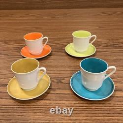Vintage Set of 4 Shafford JSC Japan Espresso Demitasse Cups & Saucers Colorful